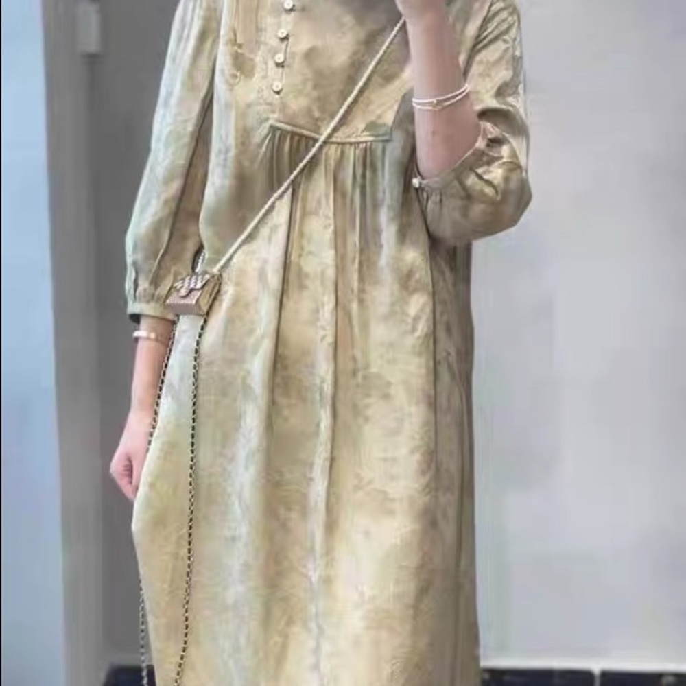 Silk dress Chinese style skirt new Chinese inclined skirt lady